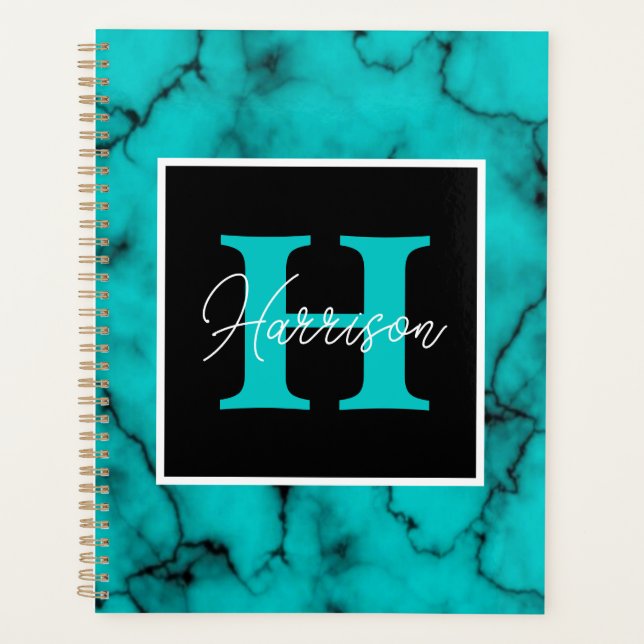 Turquoise Marble Sophisticated  Planner (Front)
