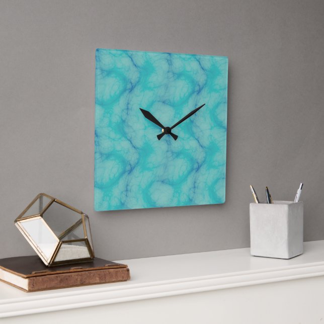 Turquoise marble square wall clock (Office)