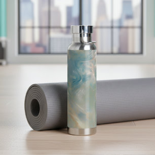 Turquoise Marble Swirl Pattern Water Bottle