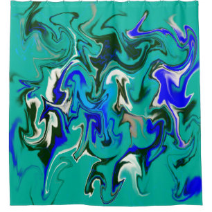 Turquoise marble texture shower curtain