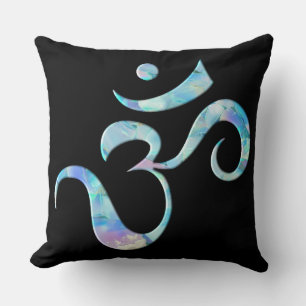 Turquoise Marbled Om Cushion