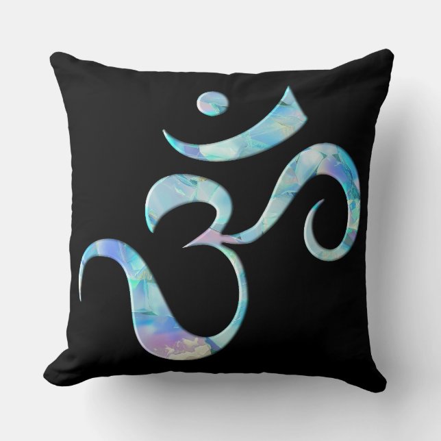 Turquoise Marbled Om Cushion (Front)