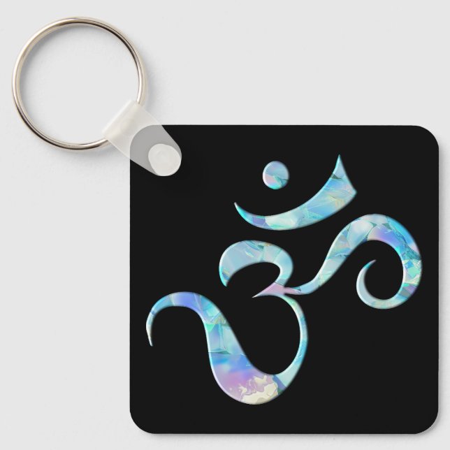 Turquoise Marbled Om Key Ring (Front)