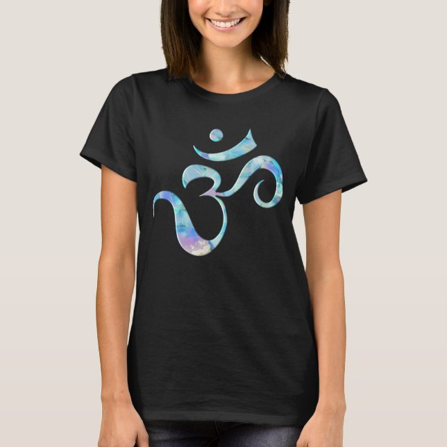 Turquoise Marbled Om  T-Shirt (Front)