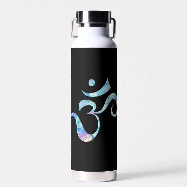 Turquoise Marbled Om Water Bottle (Front)