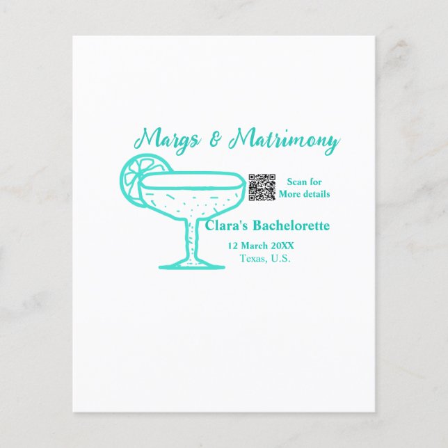 Turquoise Margs & Matrimony Bachelorette party  (Front)