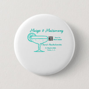 Turquoise Margs & Matrimony Bachelorette party 6 Cm Round Badge