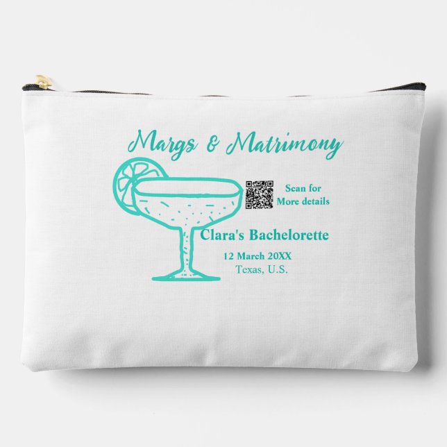 Turquoise Margs & Matrimony Bachelorette party  Accessory Pouch (Front)