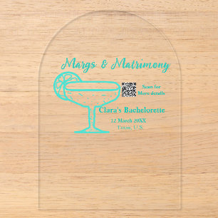 Turquoise Margs & Matrimony Bachelorette party Acrylic Invitations