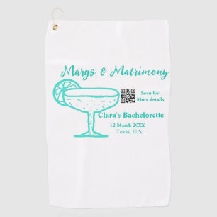 Turquoise Margs & Matrimony Bachelorette party Golf Towel