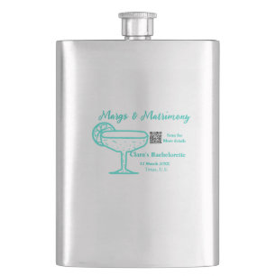 Turquoise Margs & Matrimony Bachelorette party Hip Flask