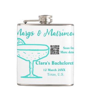 Turquoise Margs & Matrimony Bachelorette party Hip Flask