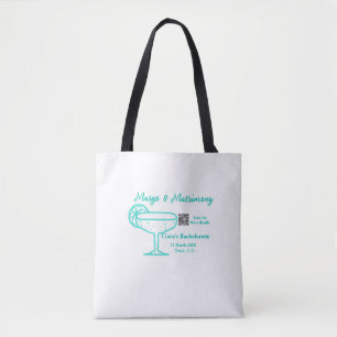 Turquoise Margs & Matrimony Bachelorette party Tote Bag