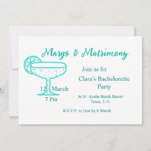 Turquoise Margs & Matrimony Tequila glass bachelor Holiday Card