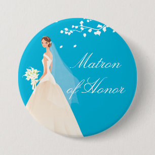 Turquoise Matron Honour Bridal Party  Button