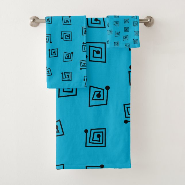 Turquoise Mazes  Bath Towel Set (Insitu)