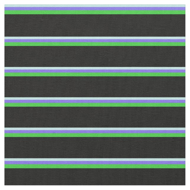 Turquoise, Medium Slate Blue, Lime Green & Black Fabric (Close Up)