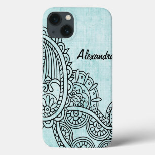Turquoise Mehndi Motif iPad Case