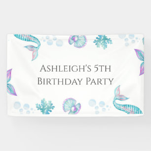 Turquoise Mermaid Themed Birthday Party  Banner