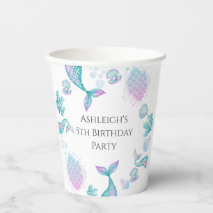 Turquoise Mermaid Themed Birthday Party  Paper Cups