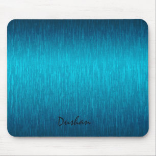 Turquoise Metallic Design Brushed Steel Look Mouse Pad