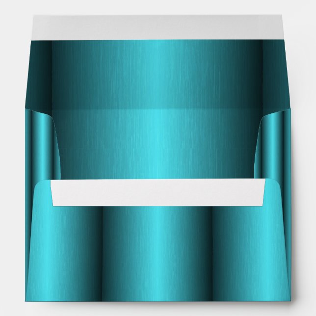 Turquoise Metallic Elegant Pretty Wedding Envelope (Back (Bottom))