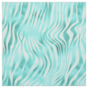Turquoise Metallic Zebra Print Fabric