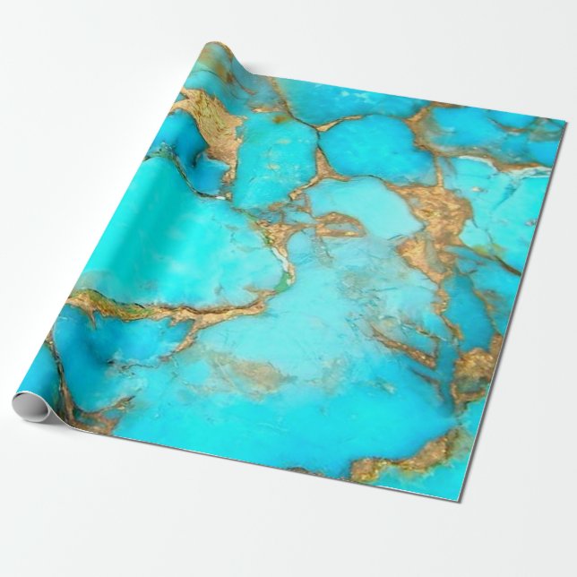 turquoise mineral wrapping paper (Unrolled)