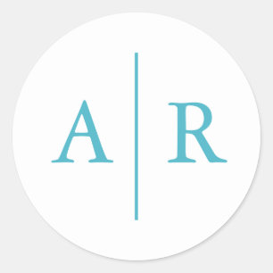 Turquoise Minimal Elegant Envelope Seal, Wedding Classic Round Sticker