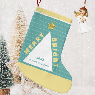 Turquoise Minimalist Christmas Tree Stocking