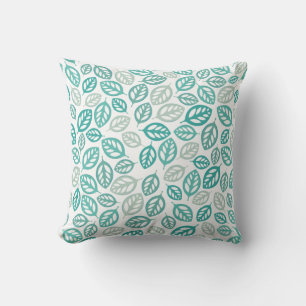 Turquoise Mint Botanical Leaf Pattern Cushion