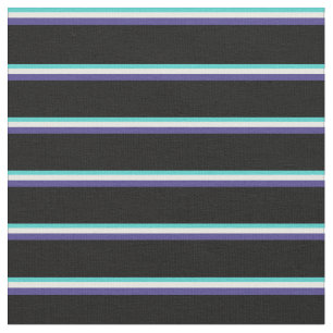 Turquoise, Mint Cream, Dark Slate Blue & Black Fabric