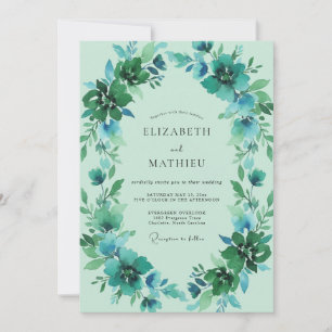 Turquoise Mint Foliage Eucalyptus Wedding Invitation