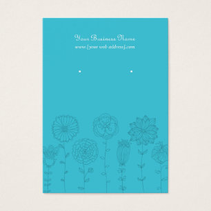 Turquoise Mod Flowers Custom Earring Card