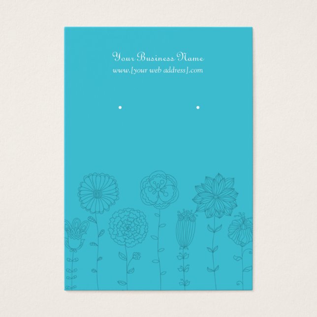 Turquoise Mod Flowers Custom Earring Card (Front)