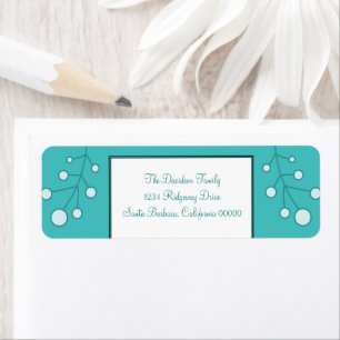Turquoise Modern Berry Holiday Address Labels