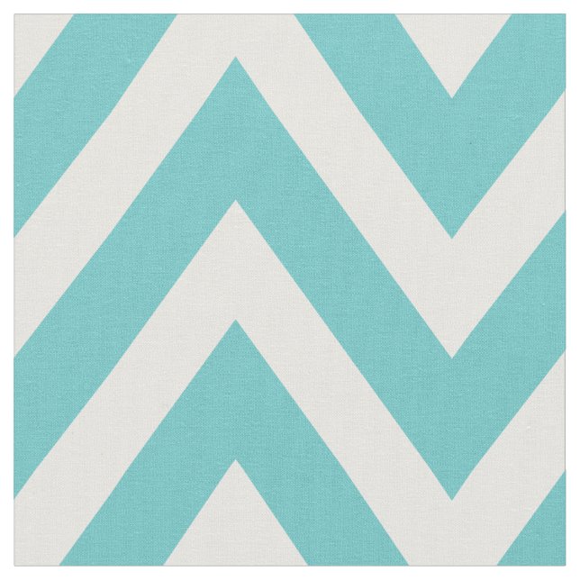 Turquoise Modern Chevron Large Scale Fabric (Close Up)