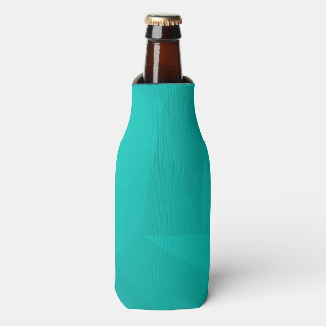 Turquoise, modern, cool, trendy geometric art bottle cooler (Bottle Front)