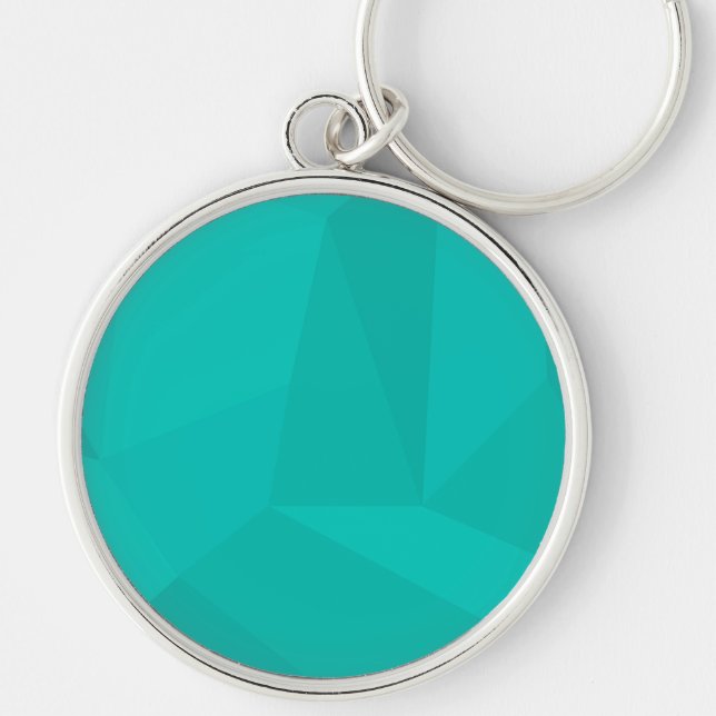 Turquoise, modern, cool, trendy geometric art key ring (Front)