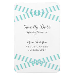 Turquoise Modern Deco Save the Date Magnet