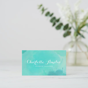 Turquoise Modern Elegant Watercolor  Business Card
