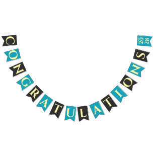 Turquoise Modern Graduation Party Congratulations Bunting