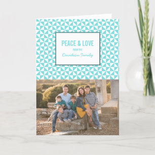 Turquoise Modern Triangles Holiday Photo Card