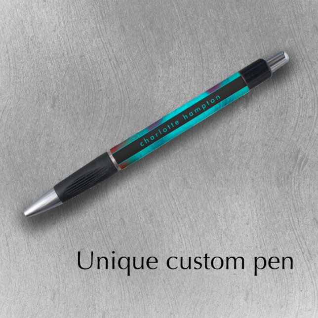 Turquoise Modern Unique Cool Groovy Personalized (Add your name to this original colorful pen. Personalize this modern promotional pen.
)