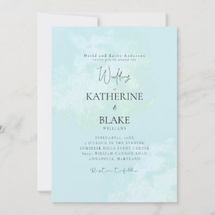 Turquoise Modern Wedding Bride Parents Invitation