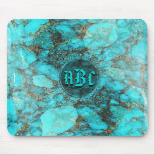 Turquoise Monogram Initials CustomizeABLEs Mouse Pad