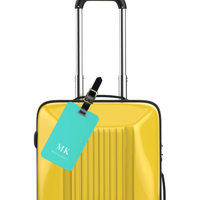 Turquoise monogram initials luggage tag (Creator Uploaded)