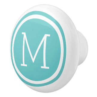 Turquoise Monogram Personalised Drawer Knob