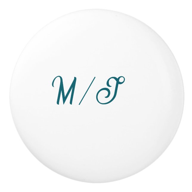 Turquoise monogram wedding couple name simple styl ceramic knob (Front)