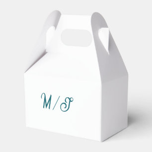 Turquoise monogram wedding couple name simple styl favour box
